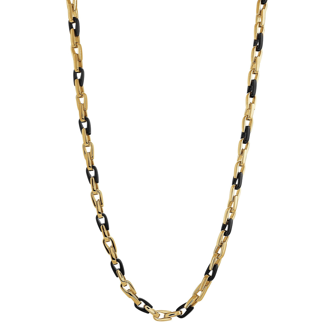 GOLD-BLACK-IP S.STEEL 3-LINK-BRUSHED 1-LINK-POLISHED NECKLACE