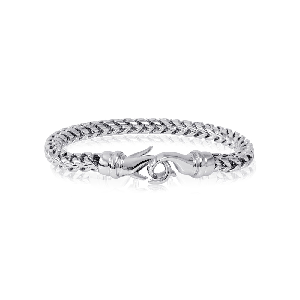S.STEEL 6MM-ROUND FRANCO-8.5" DESIGN-CLASP BRACELET