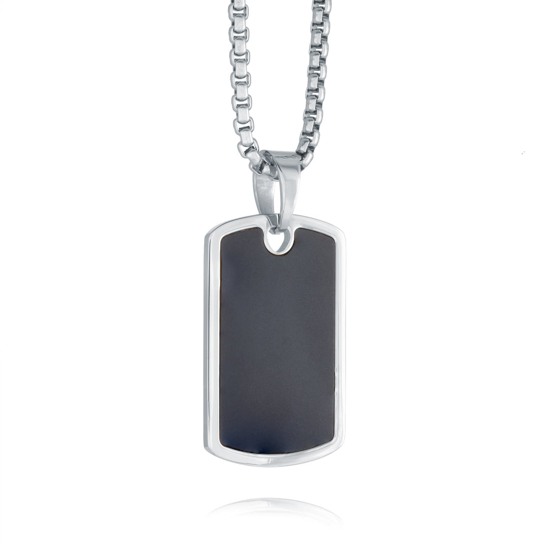 S.STEEL BLACK-IP MATTE-CENTRE DOGTAG NECKLACE