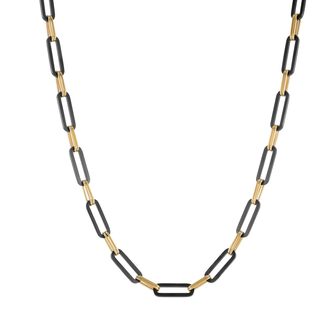 GOLD-IP-BLACK-IP-S.STEEL U-LINK POLISHED 21''-NECKLACE