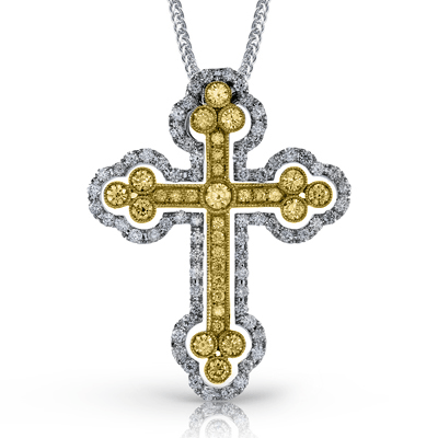 Diamond Cross Pendant Necklace in 14K Gold, 18K Gold & Platinum