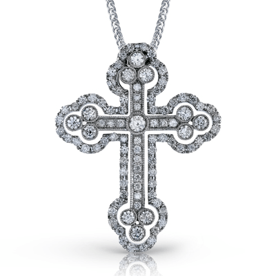 Diamond Cross Pendant Necklace in 14K Gold, 18K Gold & Platinum