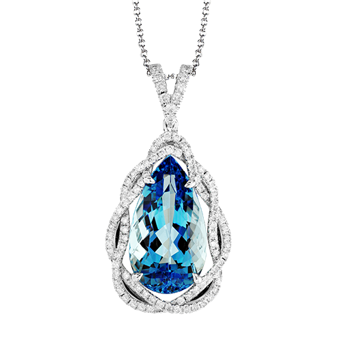 Pear Shape Color Pendant in 18K Gold, 14K Gold