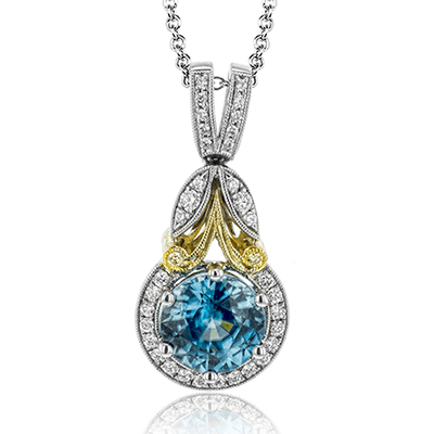 Round Color Pendant in 14K Gold & 18K Gold Two-Tone Design