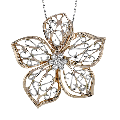 Two-Tone Diamond Pendant in 14K Gold & 18K Gold