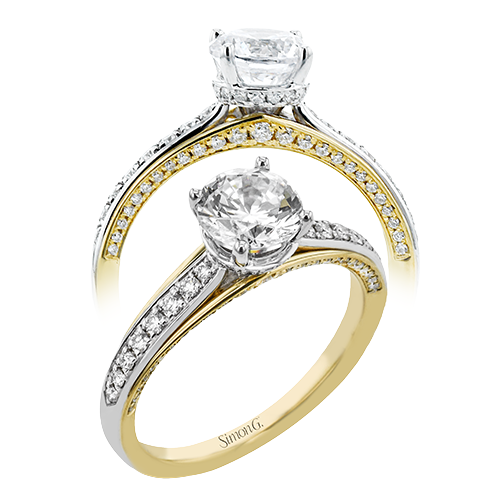 Round Semi-Mount Engagement Ring Setting in 14K Gold, 18K Gold & PLAT White Gold
