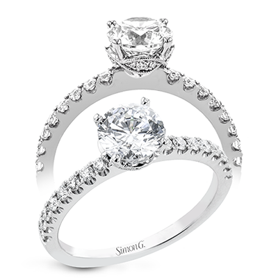 Round Engagement Ring Setting for 6.5 mm Stone in 14K Gold, 18K Gold & Platinum