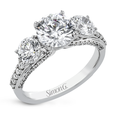 Round Semi-Mount Engagement Ring Setting for 1 1/2 Ct Center in 14K & 18K Gold and Platinum