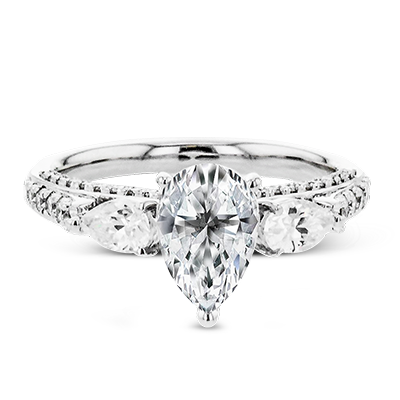 1/2 CTW Pear Engagement Ring Semi-Mount in 14K Gold, 18K Gold & Platinum