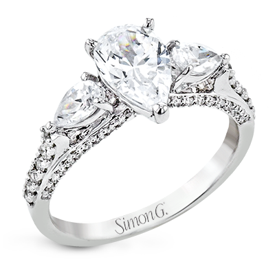 1/2 CTW Pear Engagement Ring Semi-Mount in 14K Gold, 18K Gold & Platinum