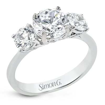 Round Semi-Mount Engagement Ring Setting for 1 1/2 CT Center in 14K Gold & 18K Gold