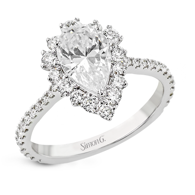 Pear Shape Diamond Engagement Ring in 14K Gold, 18K Gold & Platinum