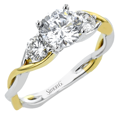 Round Engagement Ring Semi-Mount for 1 CT Center in 14K Gold, 18K Gold & PLAT White Gold