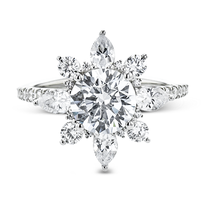 Round Engagement Ring Semi-Mount in 14K Gold, 18K Gold and Platinum