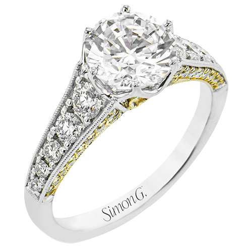 Two-Tone Gold Semi Wedding Band in 14K Gold & 18K Gold
