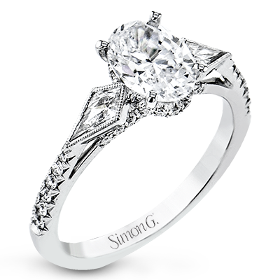 1/5 CTW Oval Diamond Semi-Mount Engagement Ring in 14K Gold, 18K Gold & Platinum