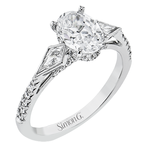 1/5 CTW Oval Diamond Semi-Mount Engagement Ring in 14K Gold, 18K Gold & Platinum
