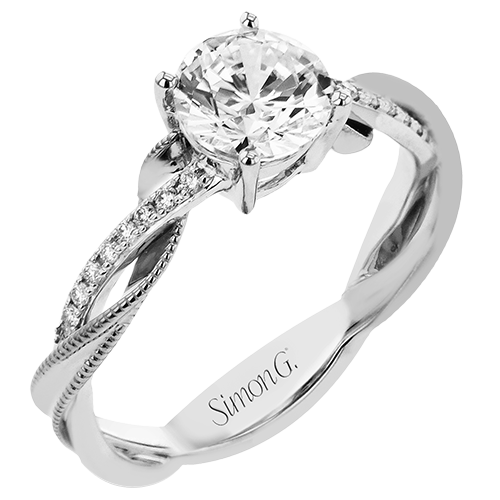 Round Diamond Engagement Ring Setting in 14K Gold, 18K Gold & Platinum