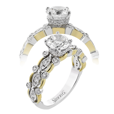 Round Diamond Engagement Ring in 14K Gold & 18K Gold Two-Tone Setting