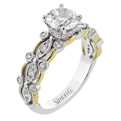 Round Diamond Engagement Ring in 14K Gold & 18K Gold Two-Tone Setting