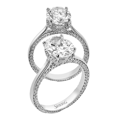 2/5 CTW Oval Engagement Ring for 3 CT Center in 14K Gold, 18K Gold & Platinum