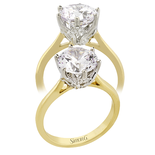 Round Three Carat Center Engagement Ring in 14K Gold, 18K Gold & Platinum