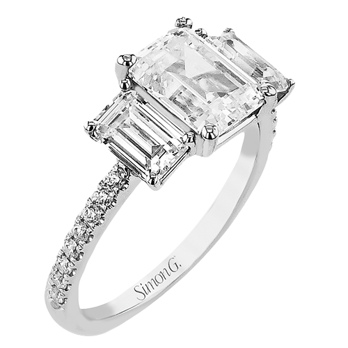 Emerald Engagement Ring Setting for 2 CT Center Stone in 14K Gold & 18K Gold