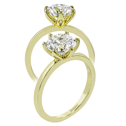 Round Engagement Ring Setting for 2 CT Center in 14K Gold & 18K Gold