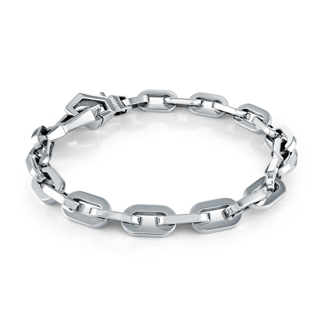 Stainless Steel 7mm Round Link Polished 8.5" Bracelet