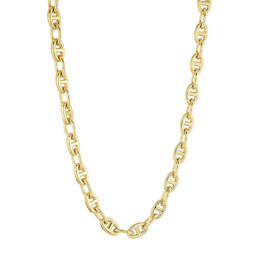 Gold IP Stainless Steel 9mm Mariner Link 24" Chain Necklace