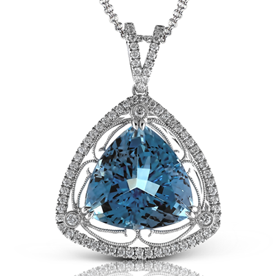 Trillion Cut Color Pendant with Diamonds in 14K Gold & 18K Gold