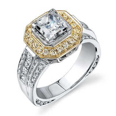 Engagement Ring in 18k Gold with Diamonds