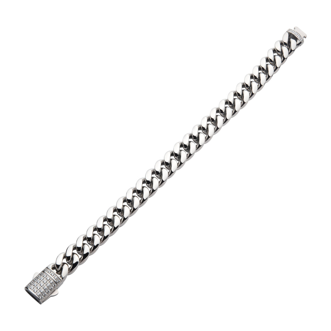 12mm Steel Miami Cuban Chain Bracelet with CNC Precision Set Lab-grown Diamonds Double Tab Box Clasp