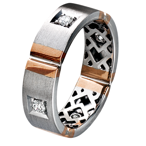 Men Ring in 14k Gold with Diamonds