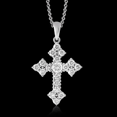 Cross Pendant in 18k Gold with Diamonds